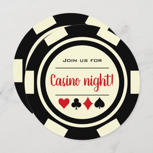Zwart Wit Pokerchip Casino Nacht Kaart (Voorkant / Achterkant)