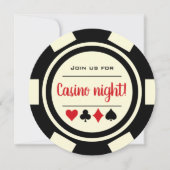 Zwart Wit Pokerchip Casino Nacht Kaart (Voorkant)