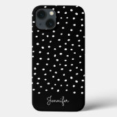 Zwart-wit poladots patroon met monogram Case-Mate iPhone case (Achterkant)