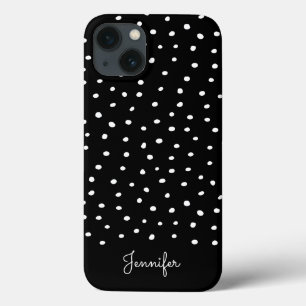 Zwart-wit poladots patroon met monogram Case-Mate iPhone case