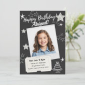 Zwart Wit Polaroid Sterren Verjaardag Kaart (Staand voorkant)