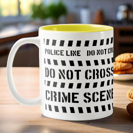 Zwart-wit politie misdaadscene thema tweekleurige koffiemok