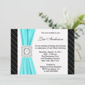 Zwart Wit Polka Dot Blauwgroen Diamond 50e Verjaar Kaart (Staand voorkant)