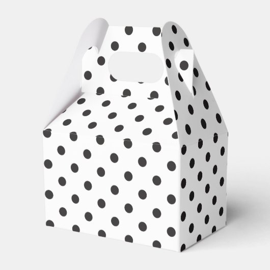 Zwart-wit polka dot bruiloft bedankdoosjes (Achterkant)