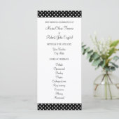 Zwart-wit polka dot bruiloft programma programmakaart (Staand voorkant)