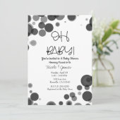 Zwart Wit Polka Dot Bubbles OH Baby shower Kaart (Staand voorkant)