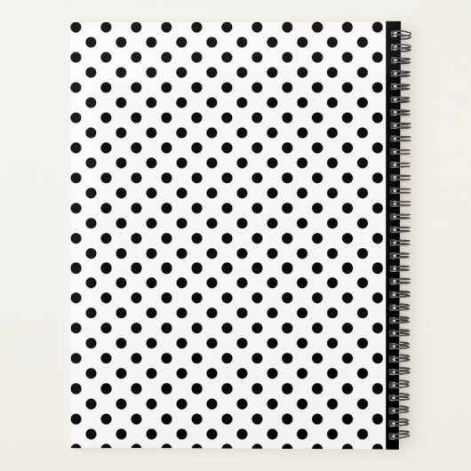 Zwart-wit Polka Dot Custom 2026 Business Planner (Achterkant)
