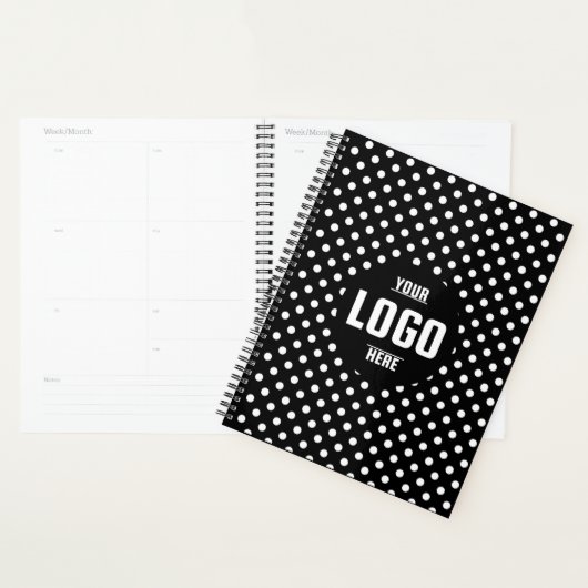 Zwart-wit Polka Dot Custom 2026 Business Planner (Display)