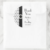 Zwart wit polka dot dank u trouwgunst ronde sticker (Tas)