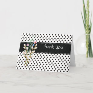 Zwart-wit Polka Dot Dankjewel Kaart