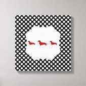 Zwart/Wit Polka Dot Doxie Canvas Afdruk (Voorkant)