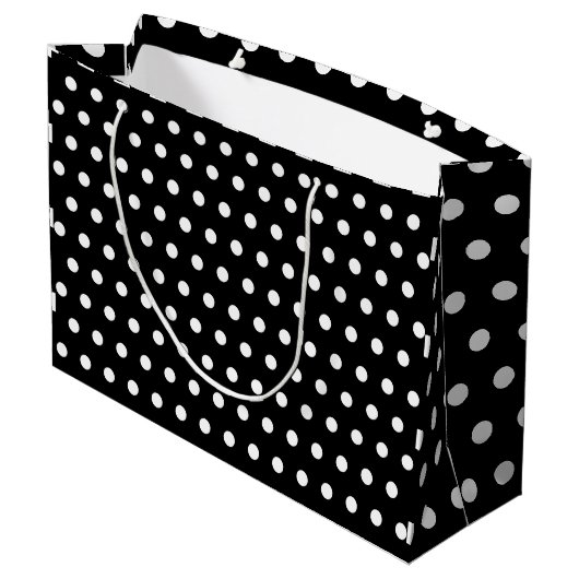 ZWART WIT POLKA DOT GEPERSONALISEERD STIJLVOL GROOT CADEAUZAKJE (Achterkant Gekanteld)