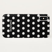 Zwart-wit polka dot Gepersonaliseerde naam Case-Mate iPhone Case (Achterkant (horizontaal))