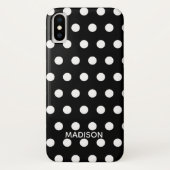 Zwart-wit polka dot Gepersonaliseerde naam Case-Mate iPhone Case (Achterkant)