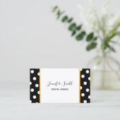 Zwart-wit Polka Dot Gold Foil Trim Visitekaartje (Staand voorkant)