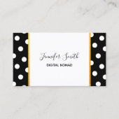 Zwart-wit Polka Dot Gold Foil Trim Visitekaartje (Voorkant)