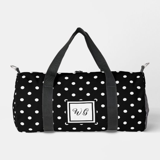 Zwart-wit polka dot initialen patroon girly plunjezak (Voorkant)