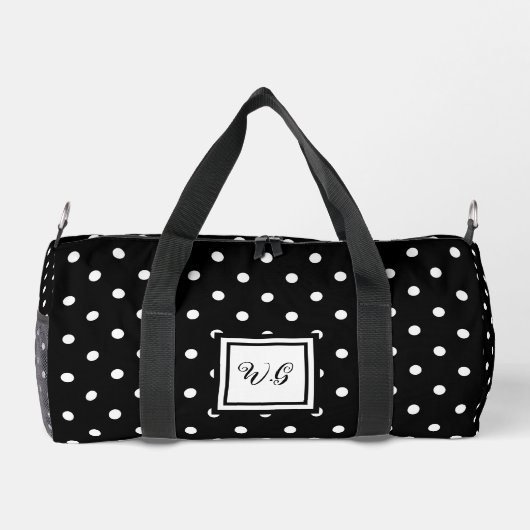Zwart-wit polka dot initialen patroon girly plunjezak (Achterkant)