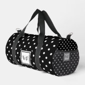 Zwart-wit polka dot initialen patroon girly plunjezak (Rechterhoek)