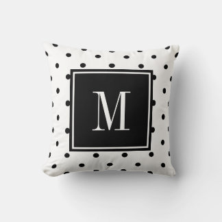 Zwart-wit polka dot minimal MONOGRAM Kussen