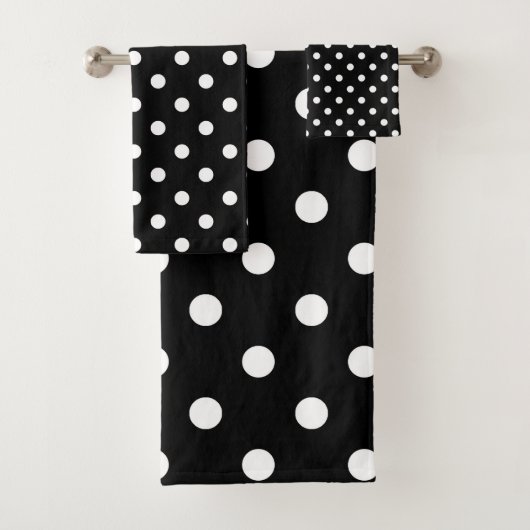 Zwart-wit Polka Dot Modern Abstract Pattern Bad Handdoek (Insitu)