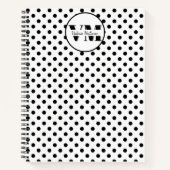 Zwart Wit Polka Dot Monogram 2026 Aangepaste naam Notitieboek (Voorkant)