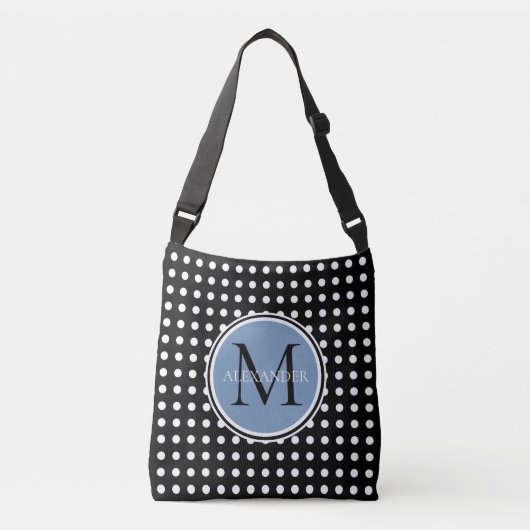 Zwart-wit Polka Dot Monogram Luiertas Crossbody Tas (Voorkant)