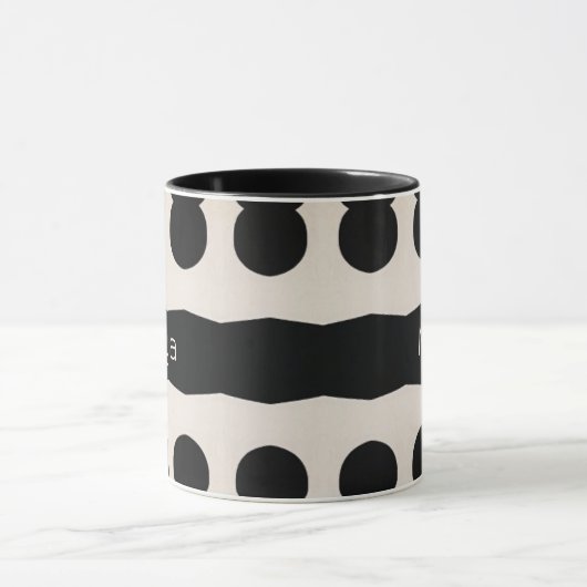Zwart Wit Polka Dot Monogram Uniek patroon Mok (Midden)