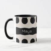 Zwart Wit Polka Dot Monogram Uniek patroon Mok (Links)