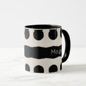 Zwart Wit Polka Dot Monogram Uniek patroon Mok (Voorkant rechts)