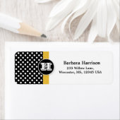 Zwart, wit polka dot Monogrammed Afstuderen Etiket (Insitu)