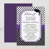 Zwart wit polka dot, mortel pet Graduation Party Kaart (Voorkant / Achterkant)