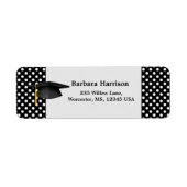 Zwart wit polka dot, mortier Afstuderen Etiket (Voorkant)