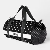 Zwart-wit polka dot naam patroon  plunjezak (Rechterhoek)