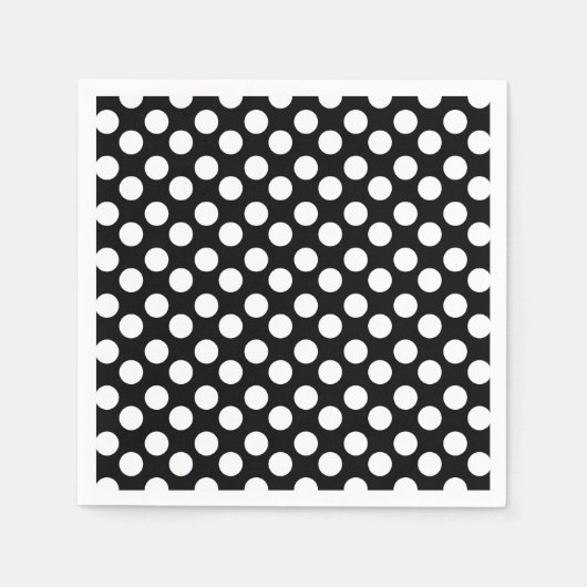 Zwart-wit Polka Dot Papier servet (Voorkant)