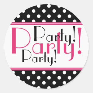 Zwart-wit Polka Dot Party Sticker