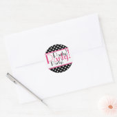 Zwart-wit Polka Dot Party Sticker (Envelop)