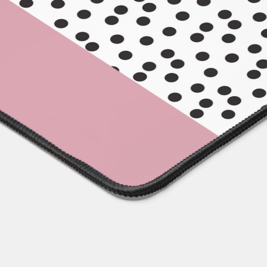 Zwart-wit Polka Dot Patroon Aangepaste naam Bureaumat (Hoek)