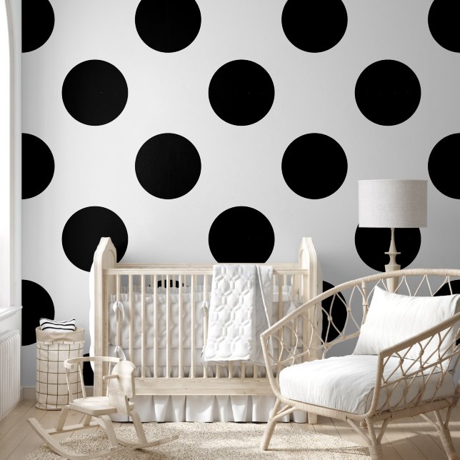 Zwart-wit polka dot patroon behang (Kinderen)