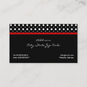 Zwart wit polka dot patroon met rode boog & juweel visitekaartje (Achterkant)