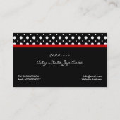 Zwart wit polka dot patroon met rode boog & juweel visitekaartje (Achterkant)