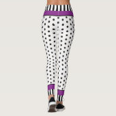 Zwart-wit polka dot patroon & strepen paarse leggings (Achterkant)