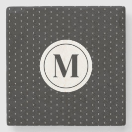 Zwart-wit Polka Dot Pattern Monogram Stenen Onderzetter