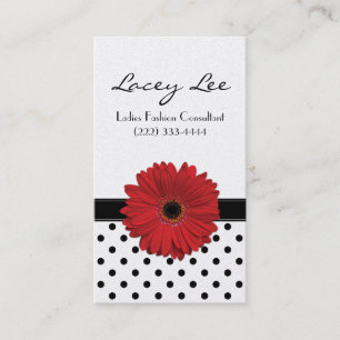 Zwart-wit Polka Dot Red Gerbera Daisy Visitekaartje