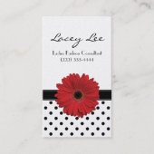 Zwart-wit Polka Dot Red Gerbera Daisy Visitekaartje (Voorkant)