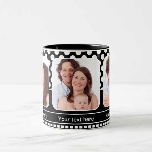 Zwart-wit Polka Dot Retro Foto Lijst Mok (Center)