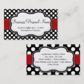 Zwart/Wit Polka Dot Rood Lint Voor/Achterkant Visitekaartje (Voorkant / Achterkant)