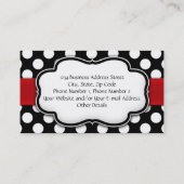 Zwart/Wit Polka Dot Rood Lint Voor/Achterkant Visitekaartje (Achterkant)