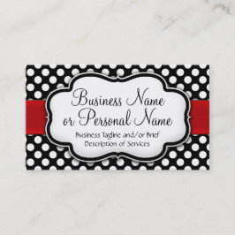 Zwart/Wit Polka Dot Rood Lint Voor/Achterkant Visitekaartje