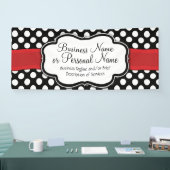 Zwart/Wit Polka Dot Rood Lint Zakelijk/Verjaardag Spandoek (Beurs)